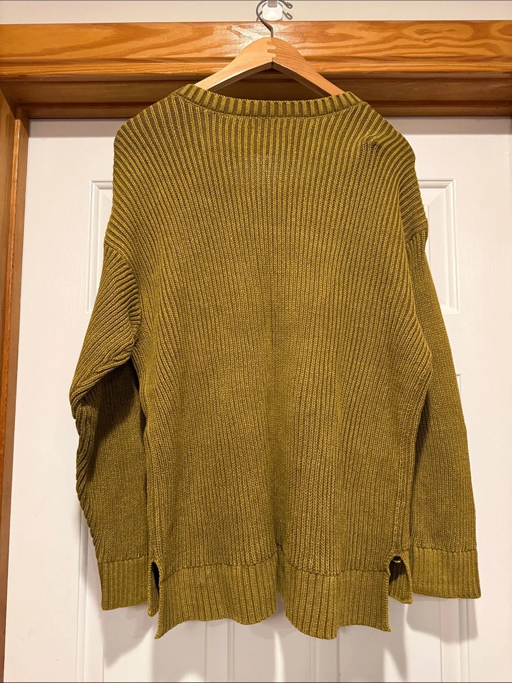 Sonoma V-Neck Cable Knit Sweater in Mustard Yellow